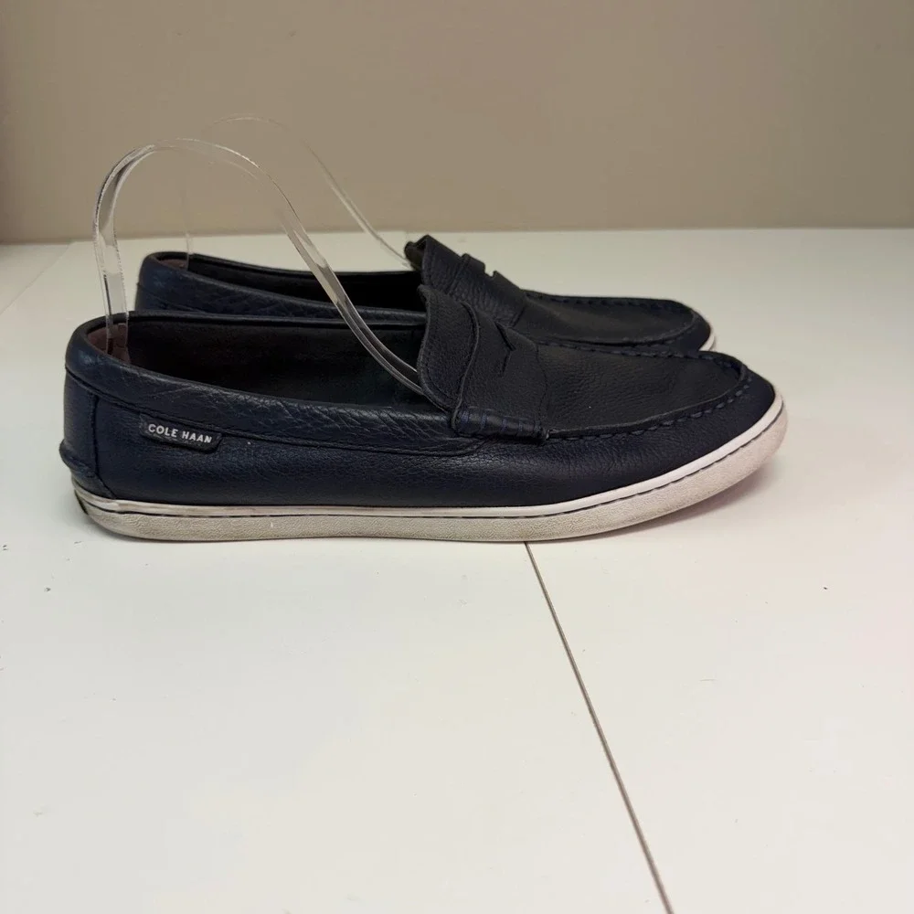 Cole Haan Mens Navy Blue Pebbled Leather Penny Loafers C14593 Size 11.5 M